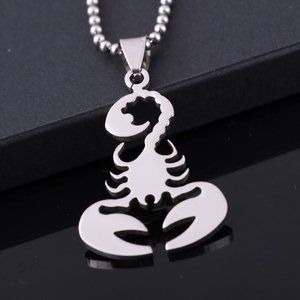 Mens Silver Stainless Steel Smooth Scorpion Pendant Ball Chain Necklace Unisex
